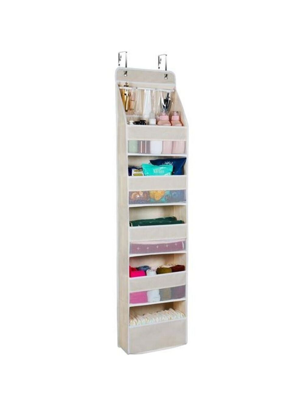 Over Door Hanging Organizer 6 Shelf Storage with Pockets for Closet Pantry